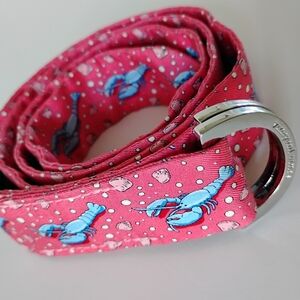Vineyard Vines Nantucket Red Blue Lobster D-Ring Belt Preppy Beach Size Medium